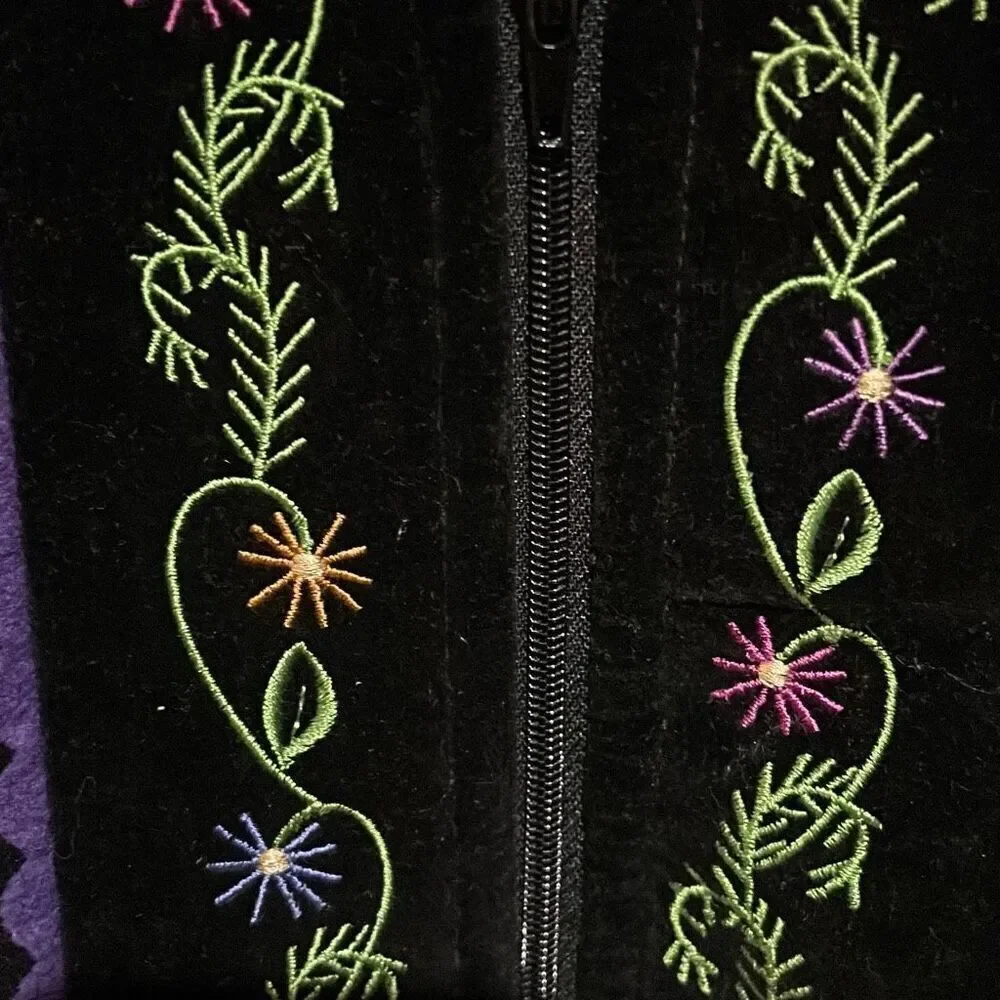 Samii Clothes Gay Ellis Vintage Scandinavian Black Wool Coat Embroidered Girls X